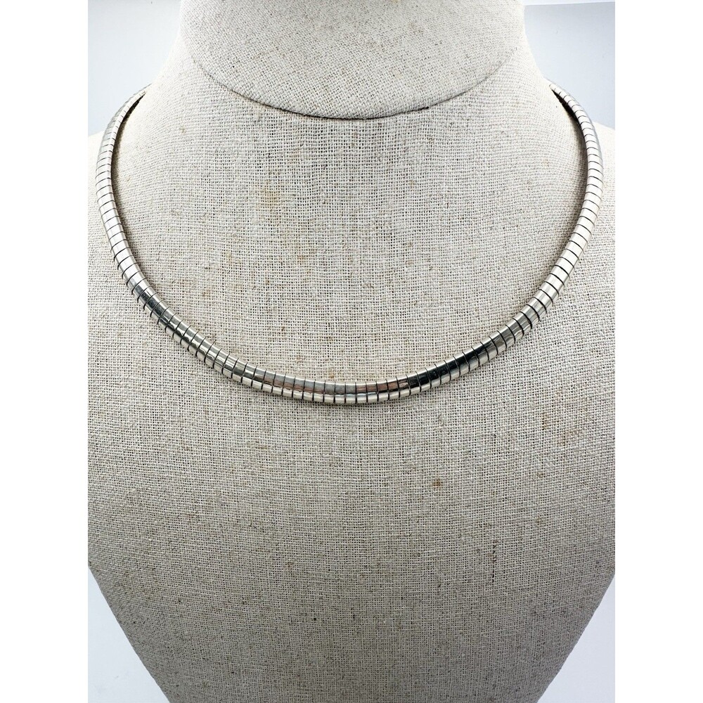 Heavy 7mm 925 Italy Sterling Silver Omega Necklace 16.5”